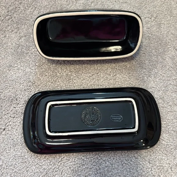 Longaberger Black Woven Traditions Butter Dish with Lid Used - Picture 3 of 4